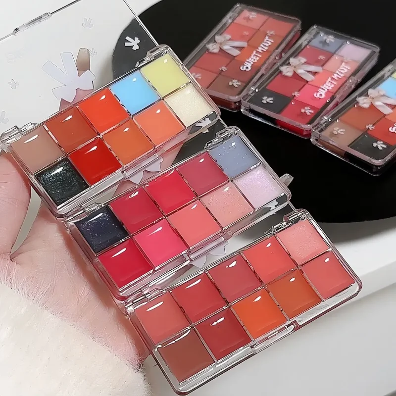 Real 10-Color Lip Palette Lip Gloss and Lipstick Glossy Moisturizing Pigmented Multifunctional Original Cosmetics - Image 4