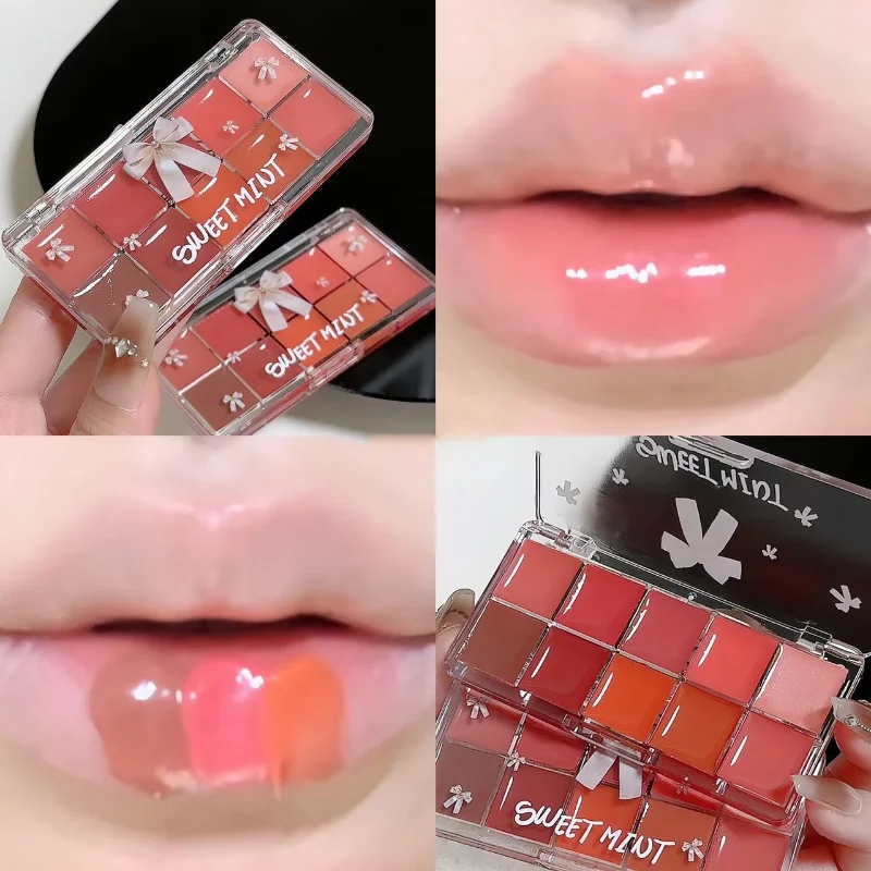 Real 10-Color Lip Palette Lip Gloss and Lipstick Glossy Moisturizing Pigmented Multifunctional Original Cosmetics - Image 6