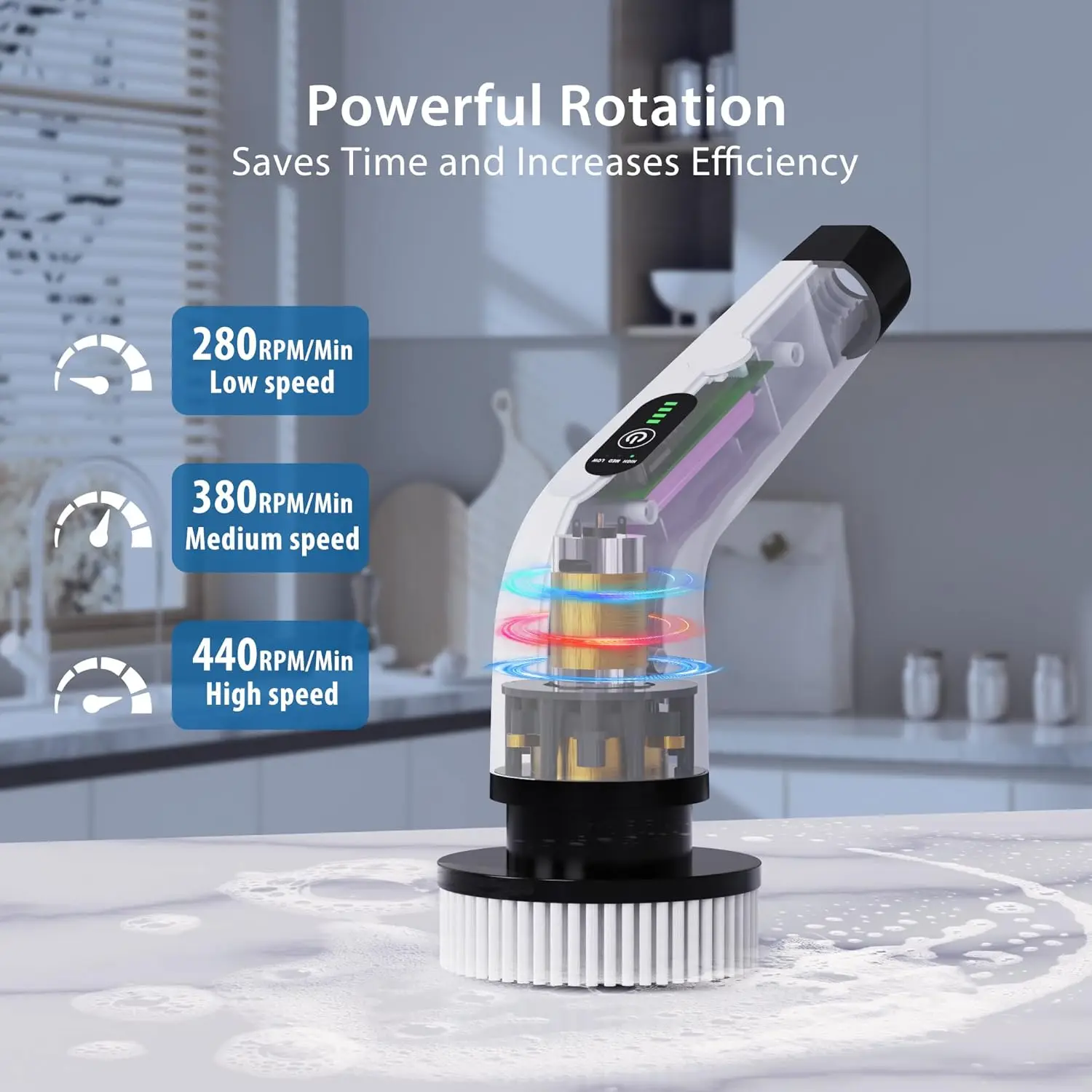 Rechargeable Cordless Electric Spin Scrubber Brush Multipurpose for Bathroom Kitchen Toilet Cleaning Hair - Image 4