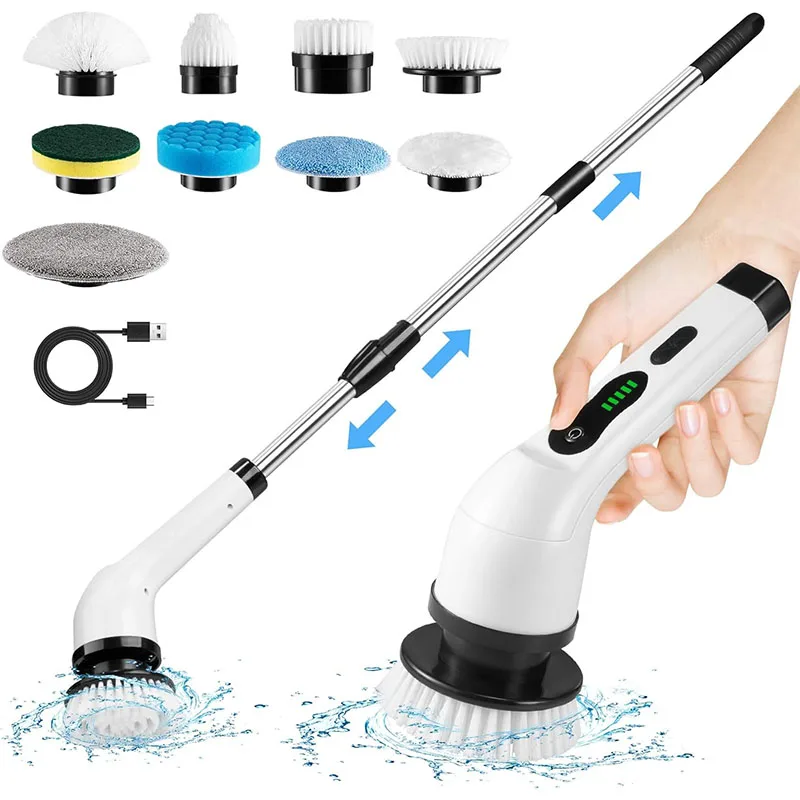 Rechargeable Cordless Electric Spin Scrubber Brush Multipurpose for Bathroom Kitchen Toilet Cleaning Hair