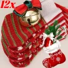 Red Christmas Gifts Stocking Reusable Stripes Hanging Snow Pattern Knitting Ornament Socks Xmas Tree Pendant Gift Holders