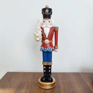 Red Nutcracker Soldier Resin Statue, Perfect for Christmas Gift, Ideal for daily life and Home, Create Retro Fairy Vib Decor.
