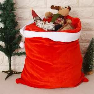 Red Santa Claus Extra-large Plush Gift Bag Christmas Home Party Cosplay Character Drawstring Candy Sack Pocket Funny Props Items