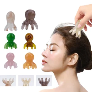 Resin Octopus Comb Head Massager Meridian Scraping Scalp Brush Acupuncture SPA Gua Sha Health Deep Massage Tool Wide Tooth