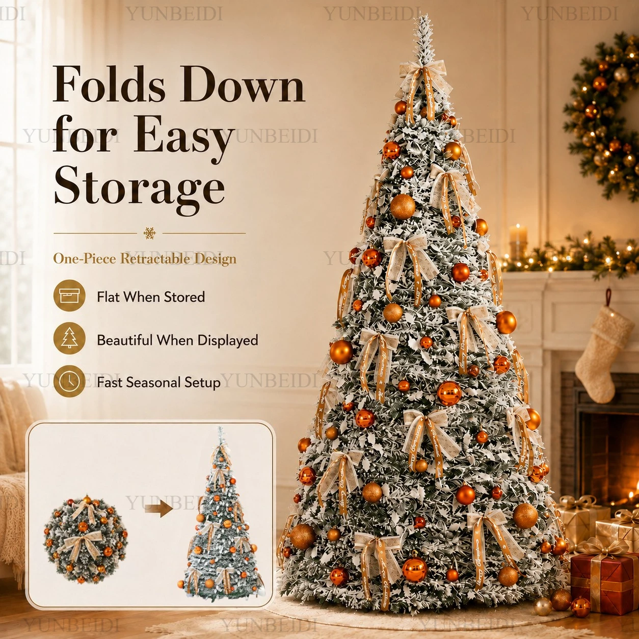 Retractable Christmas Treewith LED and Decorations High-end Integrated Christmas Tree 1.2M To 1.8M Family Christmas Party Decor - Image 2