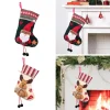 Reusable Christmas Stocking Hanging Candy Bag Polyester Holiday Party Mantel Gift Holder for Family Home Decoration