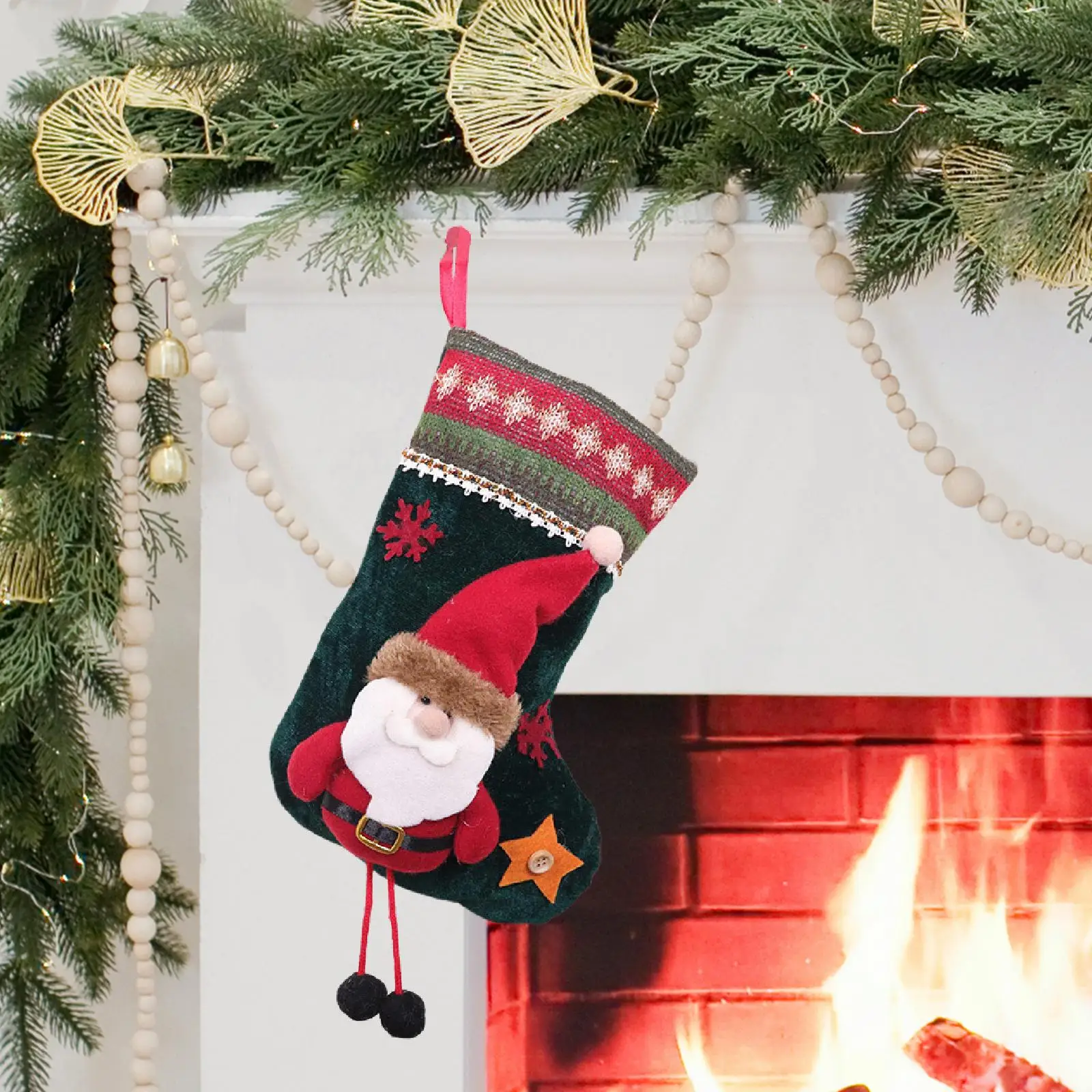 Reusable Christmas Stocking Hanging Candy Bag Polyester Holiday Party Mantel Gift Holder for Family Home Decoration Reusable Christmas Stocking Hanging Candy Bag Polyester Holiday Party Mantel Gift Holder for Family Home Decoration