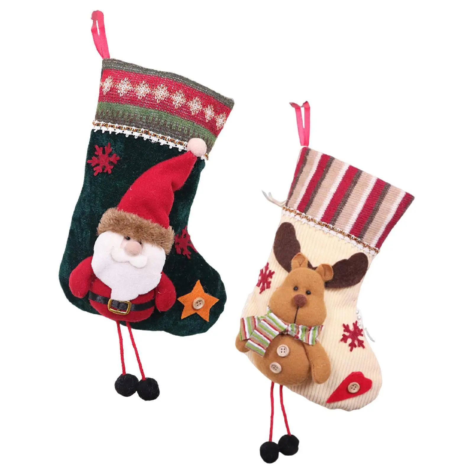 Reusable Christmas Stocking Hanging Candy Bag Polyester Holiday Party Mantel Gift Holder for Family Home Decoration Reusable Christmas Stocking Hanging Candy Bag Polyester Holiday Party Mantel Gift Holder for Family Home Decoration