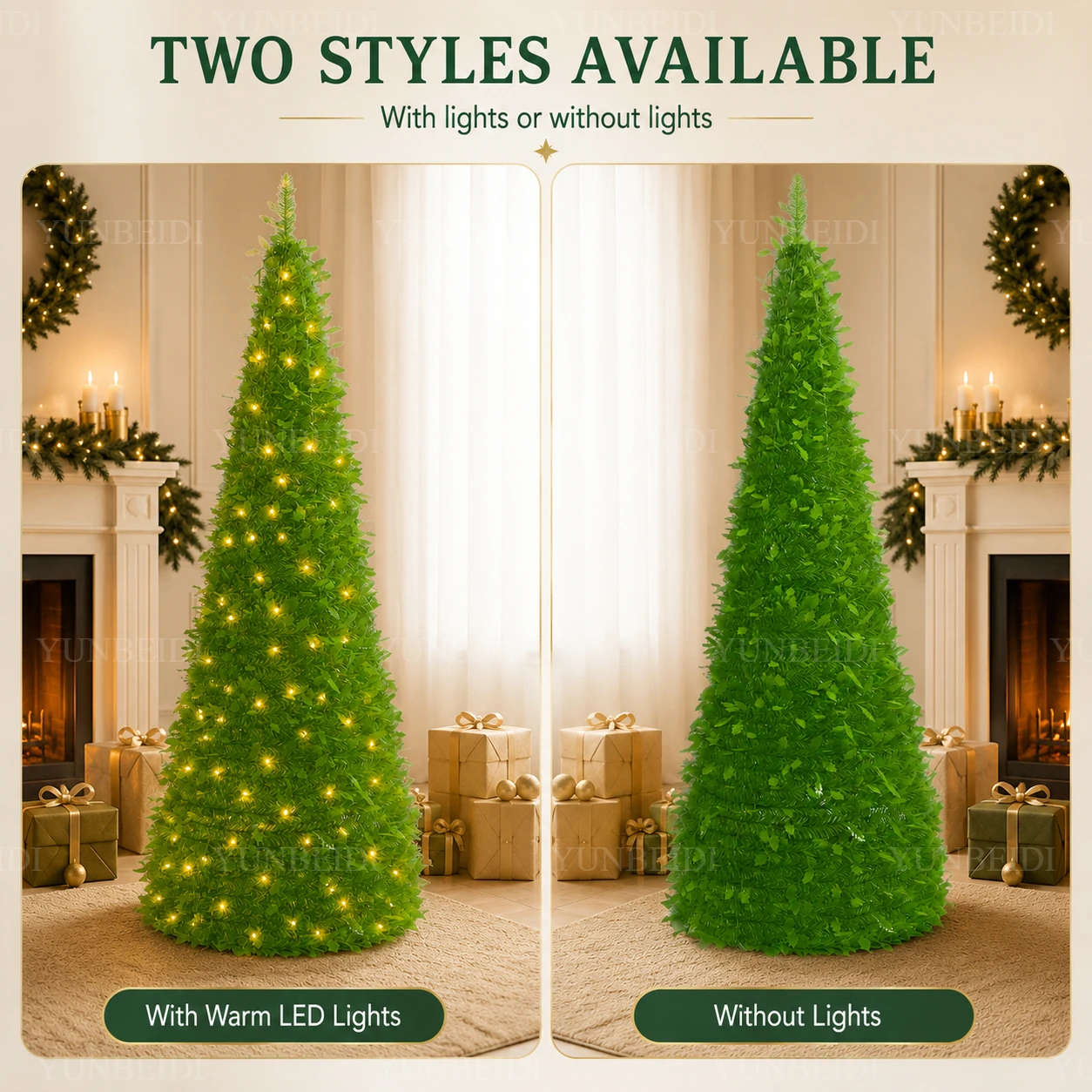 Reversible Artificial Christmas Tree with Ornaments LED Lights Integrated Christmas Tree 1.2M To 2.1M Home Christmas Party Decor - Image 4