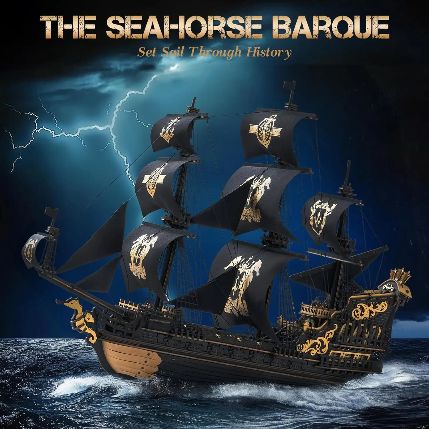 Robotime Rokr 3D Puzzle Wooden Seahouse Barque Model Kits Build Home Desk Decoration Gift For Teens and Adults - Image 2
