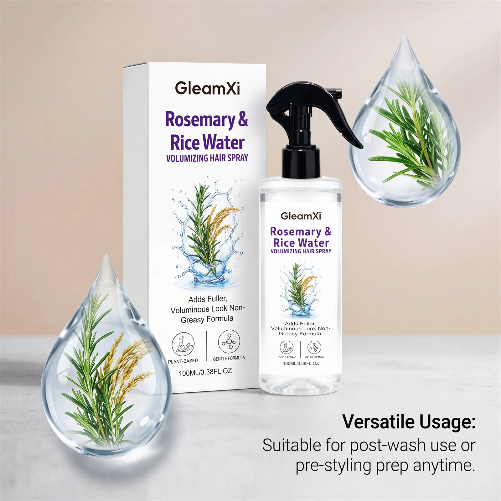 Rosemary & Rice Water Hair Spray Made with 100% Natural Extracts Lightweight Non-Greasy Formula For Softer Smoother-Looking Hai - Image 3