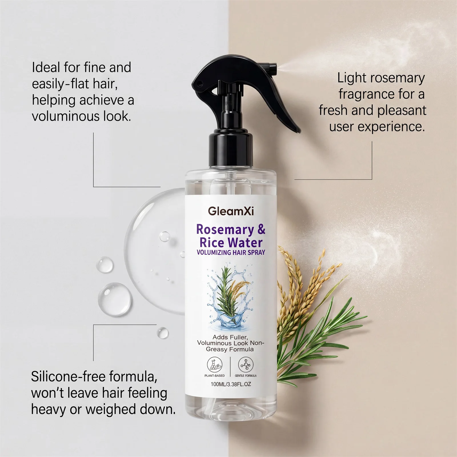 Rosemary & Rice Water Hair Spray Made with 100% Natural Extracts Lightweight Non-Greasy Formula For Softer Smoother-Looking Hai - Image 4