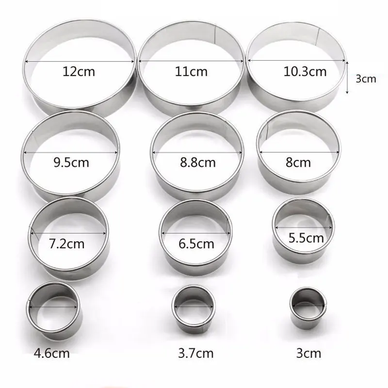 Round Cake Mold Mousse Circle Ring Kitchen Accessories Tools Pizza Baking Cooking 304 Stainless Steel Cookie Cutter 12pcs/Set - Image 6