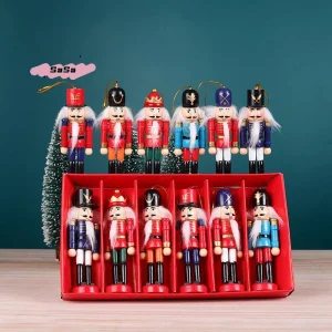 S-1/3/6Pcs Desktop Decor 12cm Miniatures Nutcracker Puppet Ornaments Cartoon Walnuts Soldiers Band Doll Pendant Christmas Gift