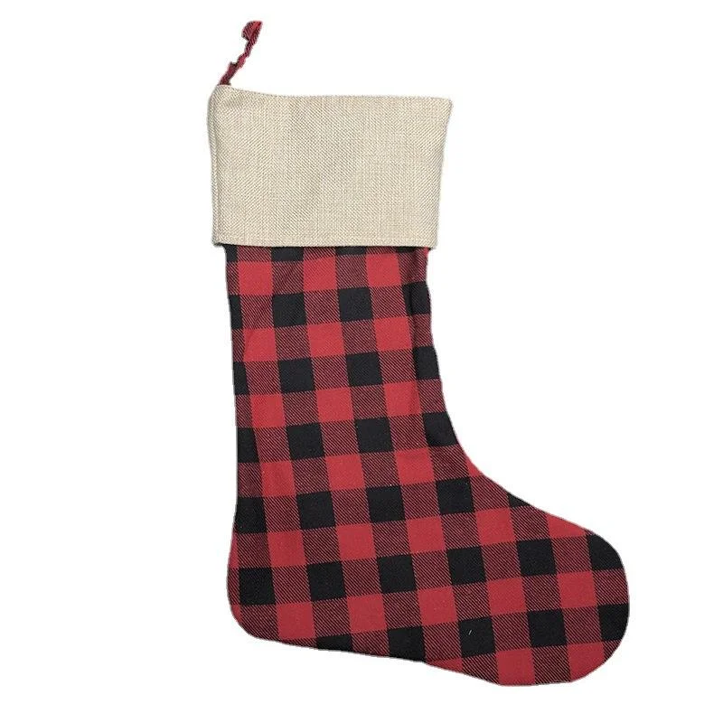 SCCFMM 10Pcs Christmas Stocking Ornaments Cotton Linen Xmas Socks Candy Gift Bags Decorations Blank for Custom Logo Image - Image 4