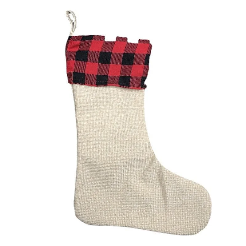 SCCFMM 10Pcs Christmas Stocking Ornaments Cotton Linen Xmas Socks Candy Gift Bags Decorations Blank for Custom Logo Image - Image 3