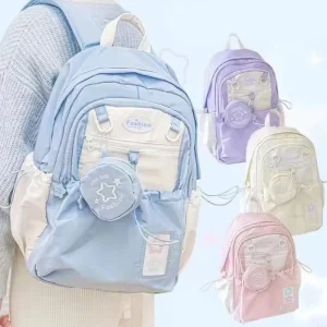 SF Cream Style Backpack for Students with High Appearance Simple and Cute Design Large Capacity Backpack Lightweight and Painful