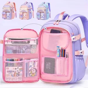 SF Lovely Rabbit Backpack for Teen Girls Cute Cartoon Schoolbag for Elementary School Girls 2 Size Travel Backpack for Grade