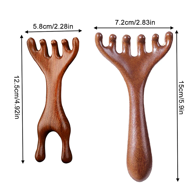 Sandalwood Scalp Massager Sandalwood Deer Antlers Wide Tooth Comb Meridians Dredging Scalp Facial Massage Comb Gua Sha Comb - Image 6