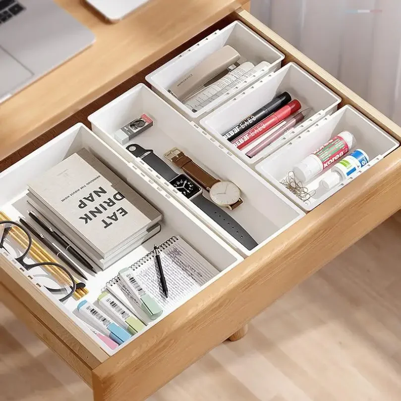 Scalable Storage Box with Partitioned Drawers, Rectangular Shape, Built-in Kitchen Utensils, Desktop Cosmetics - Image 4