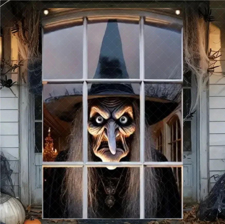 Scary Halloween Curtain Window Banner Horror Hanging Cloth Family Party Decoration Witch Zombie Ghosts Super Terrifying Backdrop - Image 5