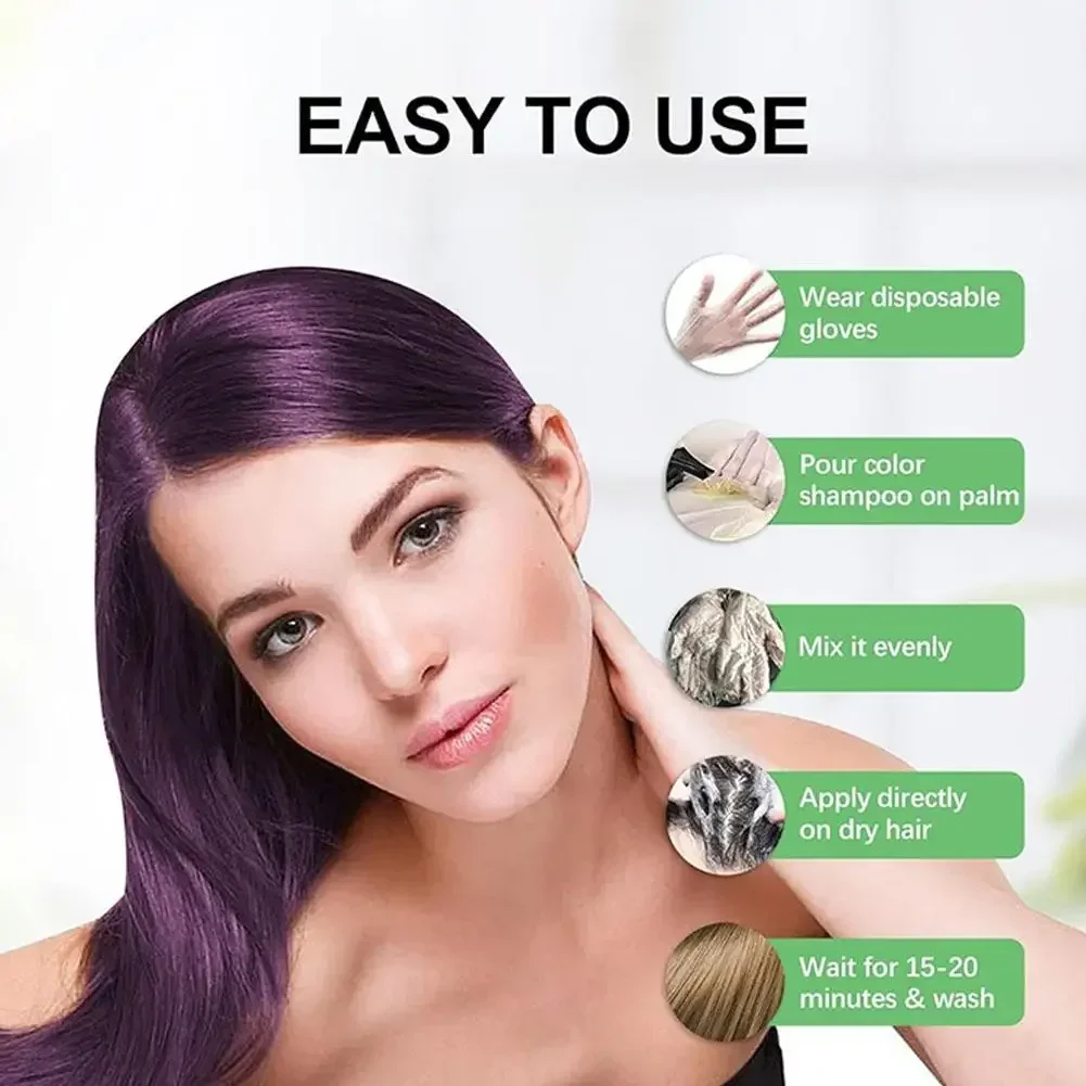 Shampoo de tintura de cabelo para cabelos grisalhos para mulheres homens kit de tintura de cabelo natural semi permanente shampo - Image 3