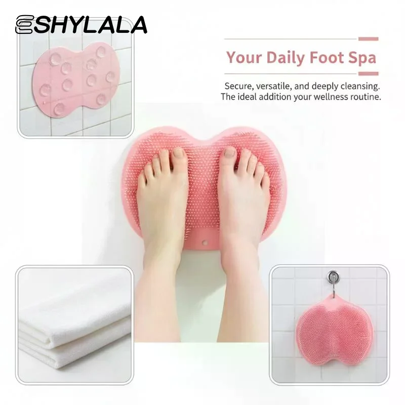 Shower Foot Scrubber Mat Non Slip Wall Mounted Back Washer Exfoliating Massage Pad for Home Bath Spa Relaxation - Image 4