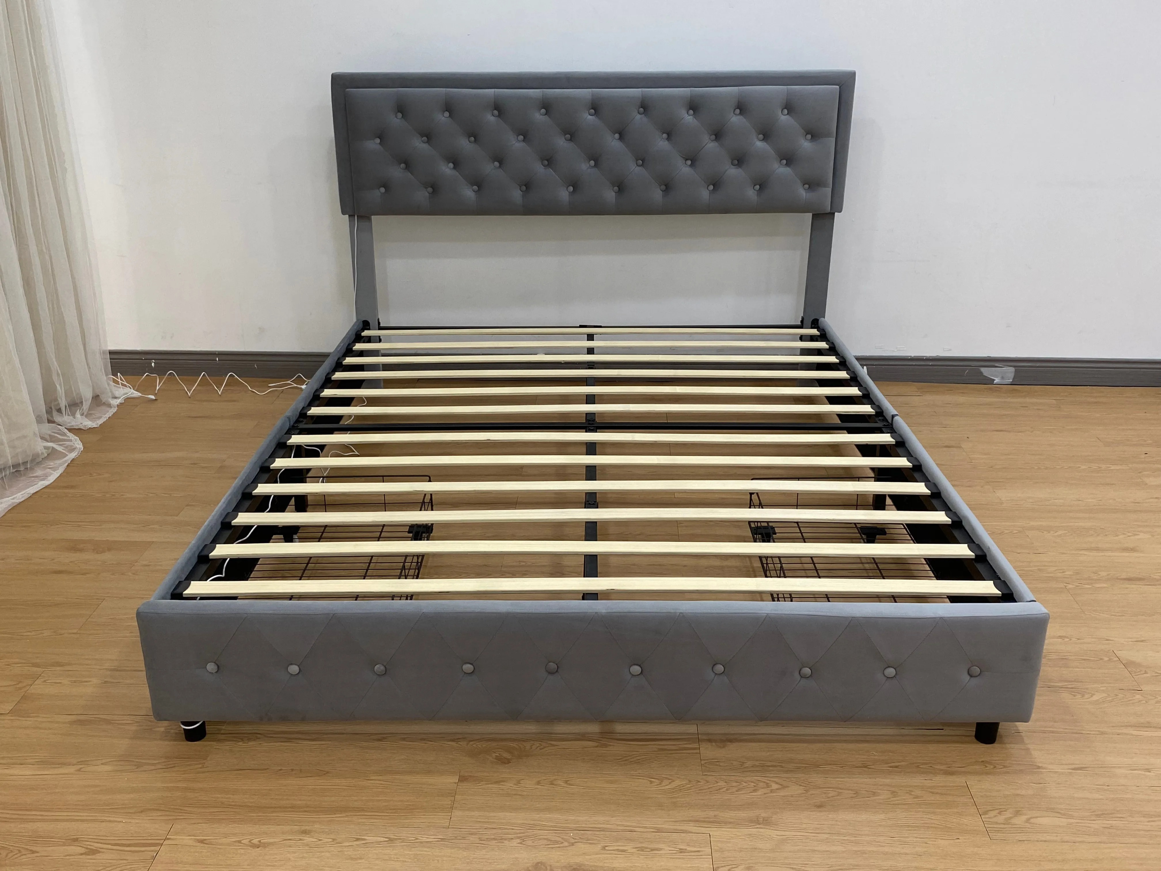 Sibeds Double King Size LED Bed Frame with 2 Storage Drawers, Velvet Upholstered Bed, Sturdy Steel Slats Support, Easy Assembly, No Mattress or Box Spring Needed - Image 3