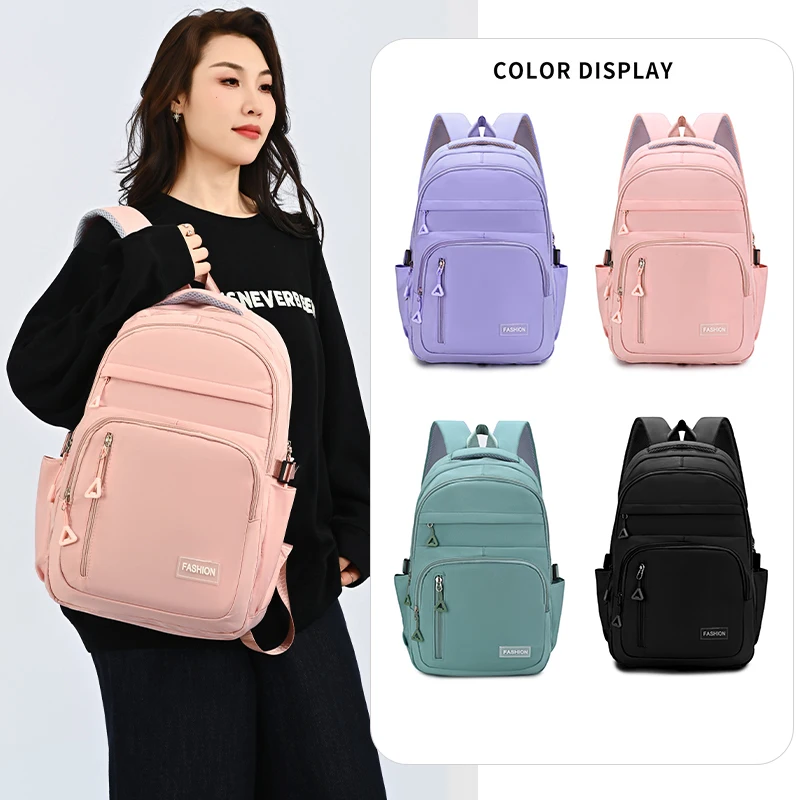 Simple Candy Colored Gentle Backpack Lightweight Load Reducing Multi-layer Storage Student School Bags Campus Commuting Backpack - Image 4