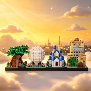 Simplified Fairy Tale Theme Park Building Kit High-Detail Cartoon Castle Skyline Small Particle Bricks Desktop Display Gift