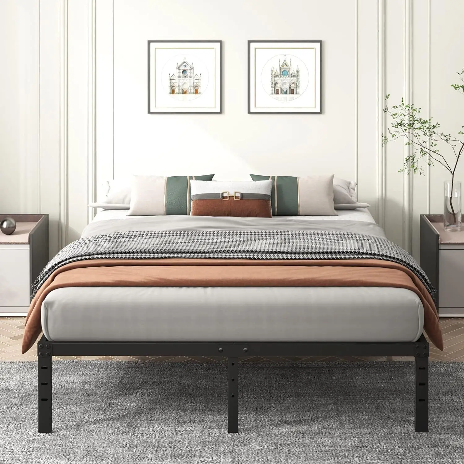 Single/Double/King Bed frame - Bed 90x190 cm / 135x190cm,151x190cm - 42 cm Height with Underbed Storage - Metal Platform Bed frame great for a guest bed - Black - Image 2