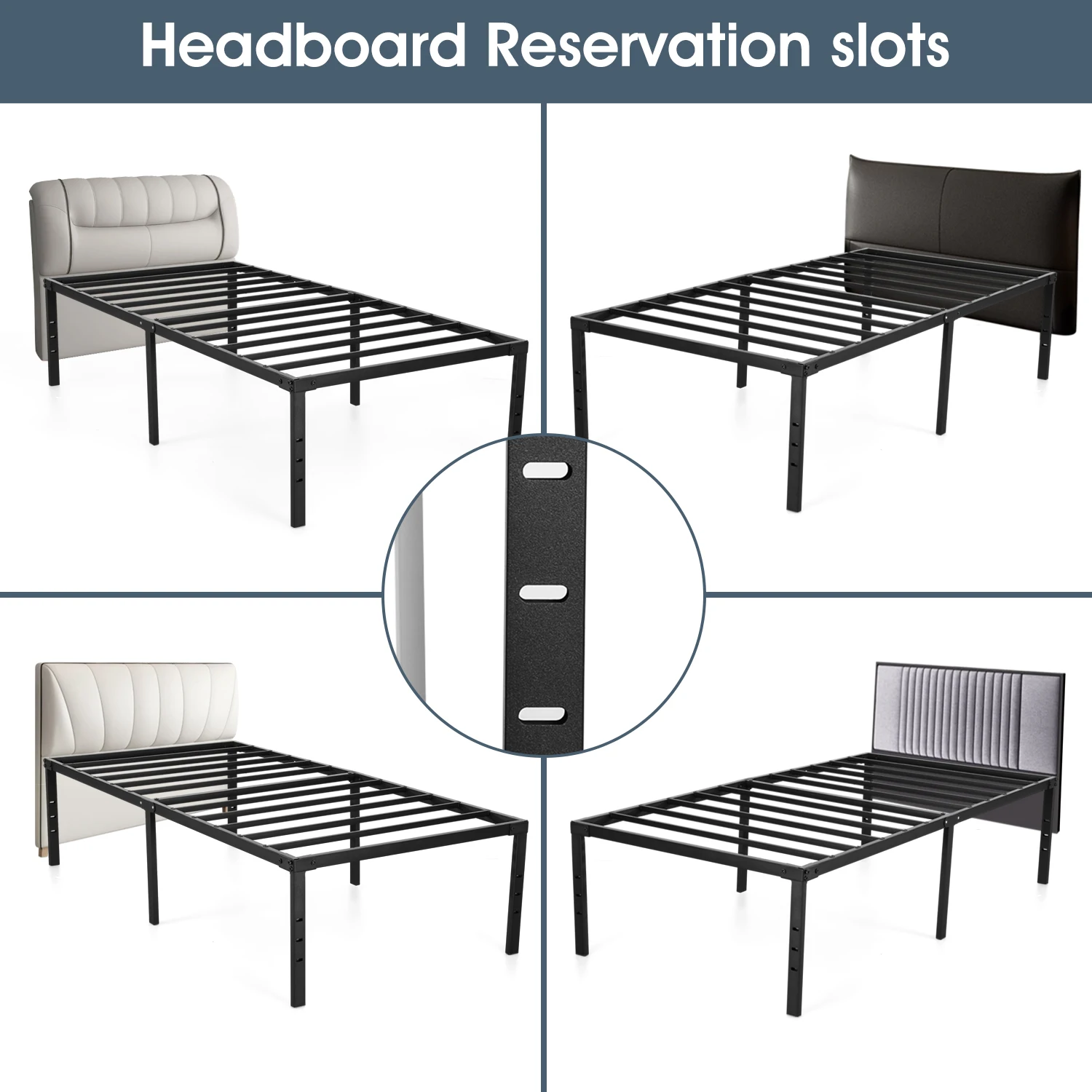 Single/Double/King Bed frame - Bed 90x190 cm / 135x190cm,151x190cm - 42 cm Height with Underbed Storage - Metal Platform Bed frame great for a guest bed - Black - Image 6