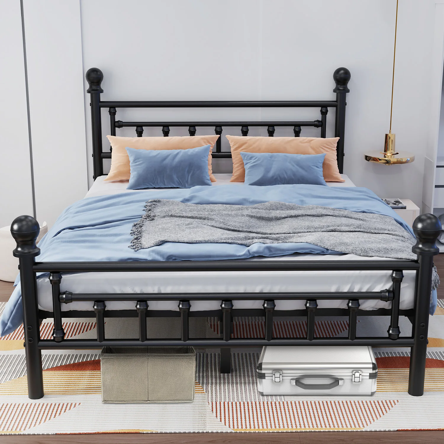 Single/Double/King Bed frame - Bed 90x190 cm / 135x190cm,151x190cm - 42 cm Height with Underbed Storage - Metal Platform Bed frame great for a guest bed - Black - Image 2