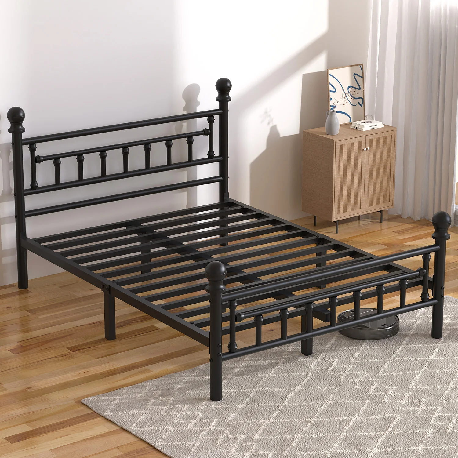 Single/Double/King Bed frame - Bed 90x190 cm / 135x190cm,151x190cm - 42 cm Height with Underbed Storage - Metal Platform Bed frame great for a guest bed - Black - Image 3