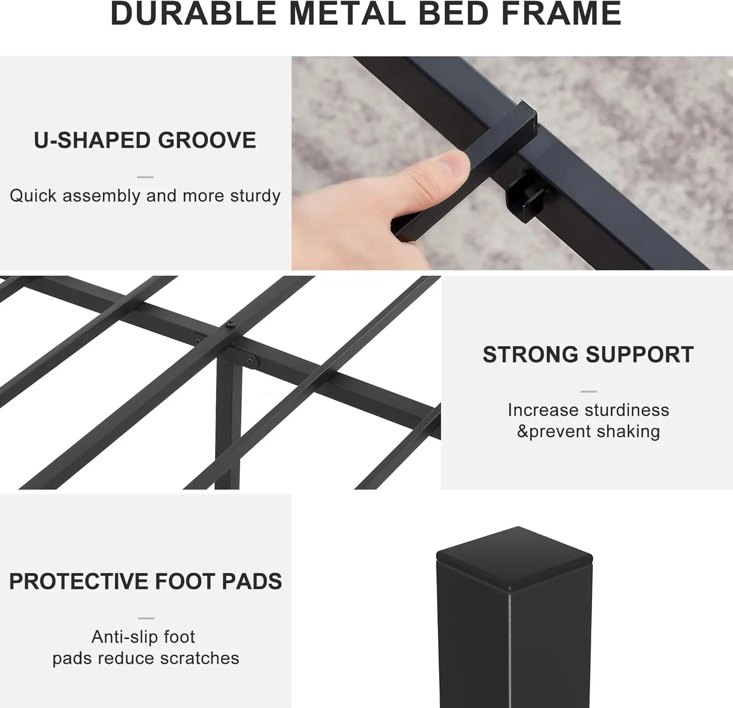 Single/Double/King Bed frame - Bed 90x190 cm / 135x190cm,151x190cm - 42 cm Height with Underbed Storage - Metal Platform Bed frame great for a guest bed - Black - Image 6