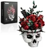 Skull Roses Bouquet Building Set Skeleton Flowers Plant Pot Blocks Horror Gothic Home Decor Bricks Toys for Adult Christmas Gift