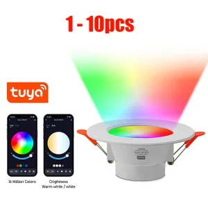 Smart LED Downlight RGB 10W Ceiling Recessed Dimable Spot Lamp RGB+CW+WW Color Changeable Bluetooth APP Control Dimmable Memory