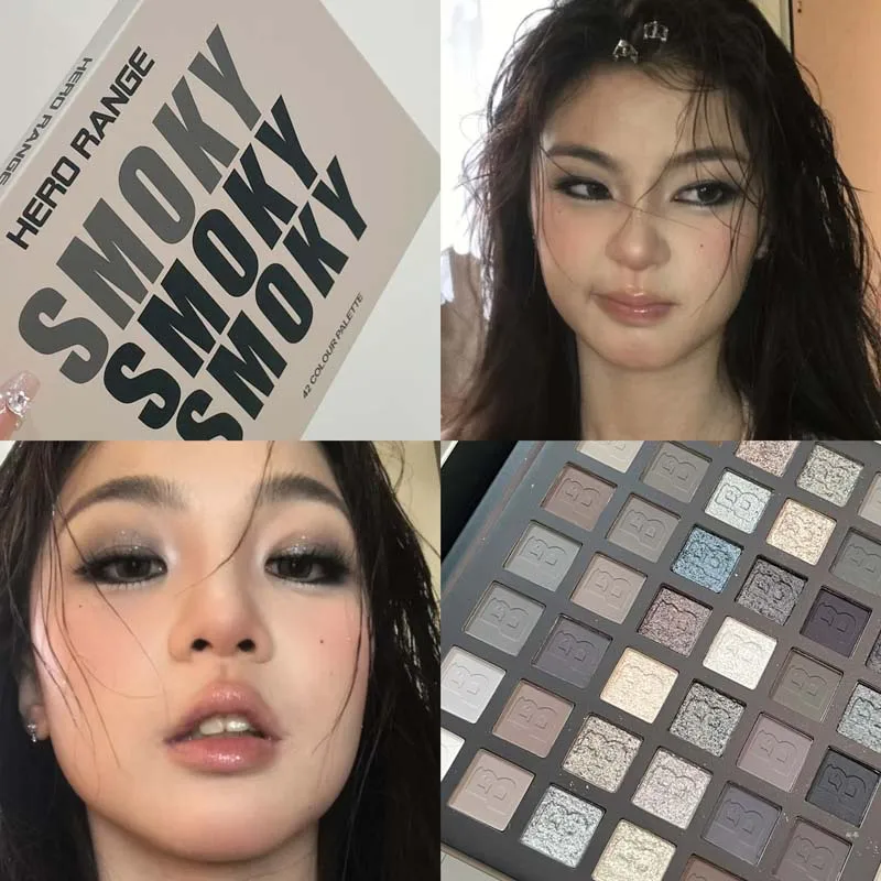 Smoky 42-Color Eyeshadow Palette, Matte Pearl Glitter Highlight, Waterproof Long Lasting Fine Texture Daily Eye Makeup