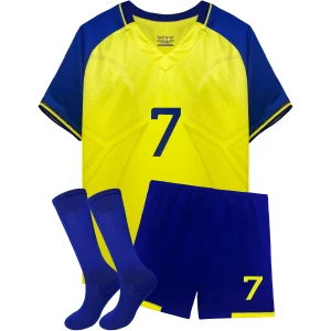 Soccer Jerseys Kids 7 Sports Fan for Boys Girls Youth Soccer Shirts and Shorts Stockings Set for 4-14 Years