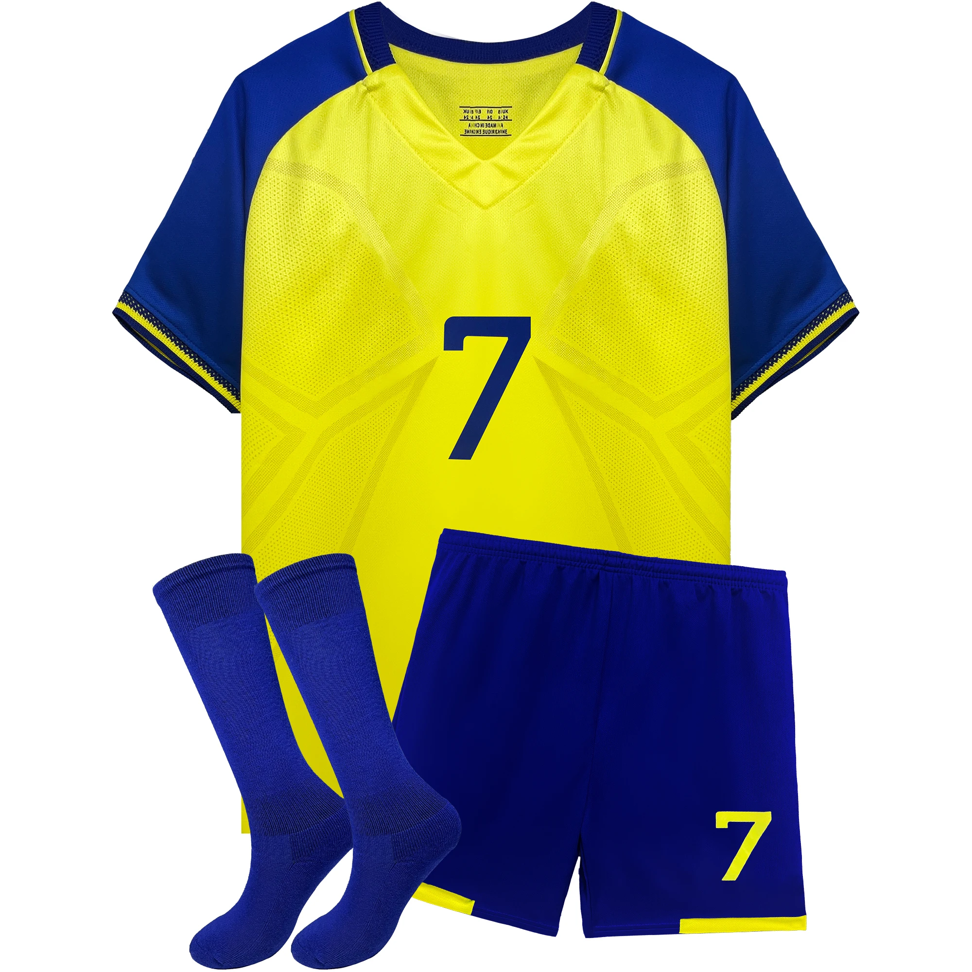 Soccer Jerseys Kids 7 Sports Fan for Boys Girls Youth Soccer Shirts and Shorts Stockings Set for 4-14 Years