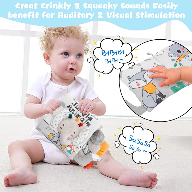 Soft Baby Books 3D Touch Feel High Contrast Cloth Book Sensory Early Learning Stroller Toys for Infant Toddler Toy 0-12 Months - Image 2