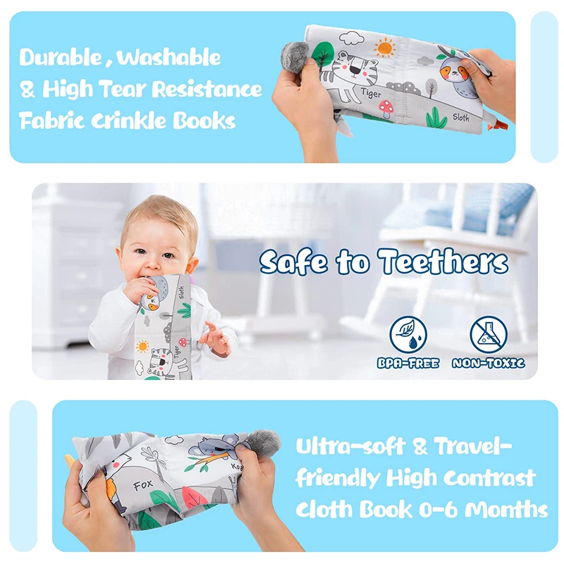 Soft Baby Books 3D Touch Feel High Contrast Cloth Book Sensory Early Learning Stroller Toys for Infant Toddler Toy 0-12 Months - Image 5