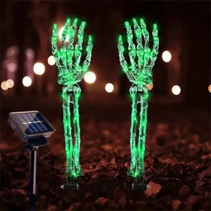 Solar Halloween Ghost Hand Skull LED String Lights Outdoor Waterproof Copper Wire Stake Lights for Yard Garden Path Spooky Decor