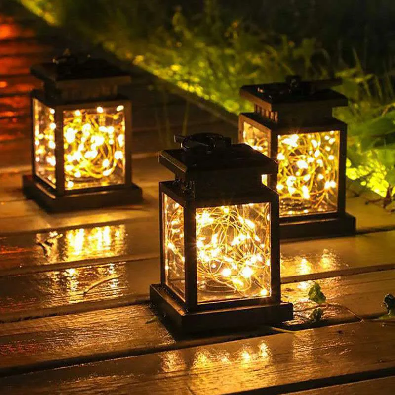 Solar LED Lantern Outdoor Hanging Candle Lights Floor Panel Candle Patio Indoor Balcony Birds Decoration Lighting For Garden