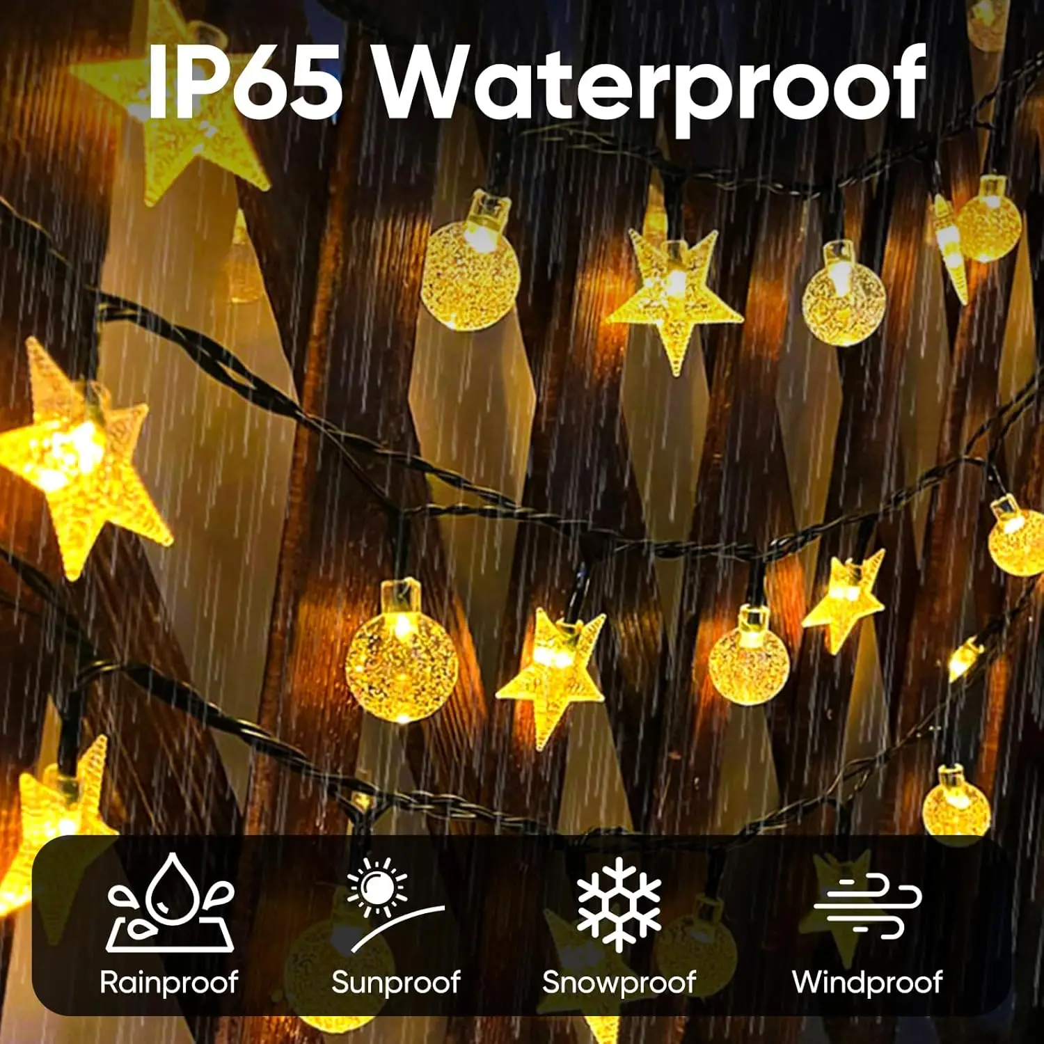 Solar LED String Lights Outdoor Camping Decor Crystal ball and stars String Lights 8 Modes Solar Lamp for Halloween Christmas - Image 2