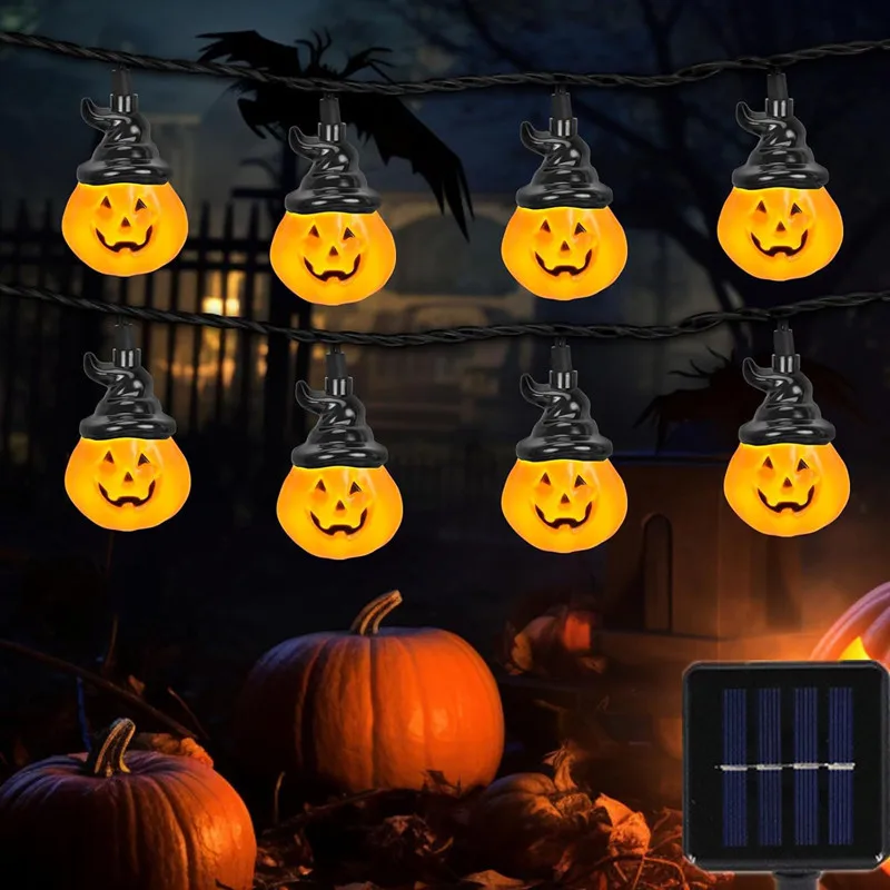Solar Lights for Halloween Decorations Pumpkin Outdoor Spooky String Lights for Easter Garden Yard Decor - Image 3