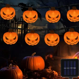 Solar Lights for Halloween Decorations Pumpkin Outdoor Spooky String Lights for Easter Garden Yard Decor