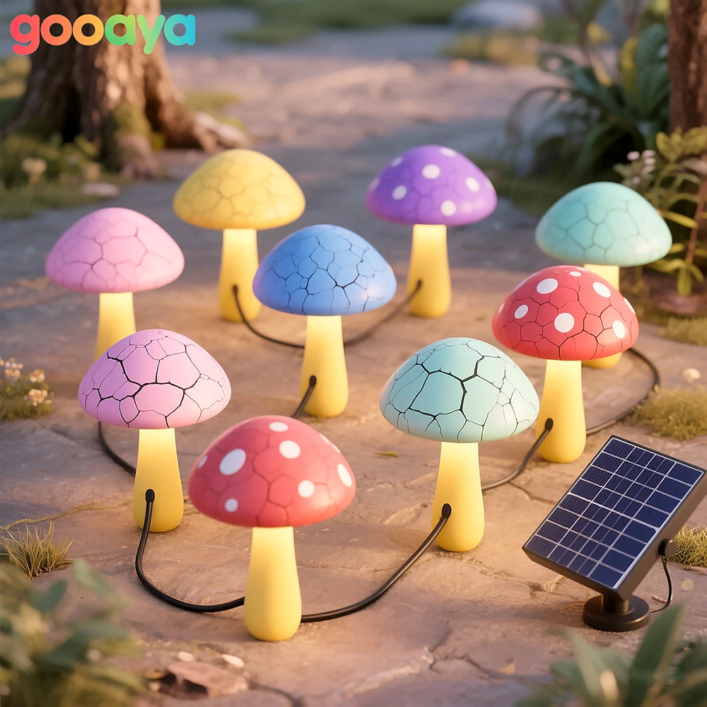 Solar Mushroom Light Garden Outdoor Decor 12 Heads Waterproof Mushroom Lamp Pathway Landscape Yard Halloween Xmas Sunlight