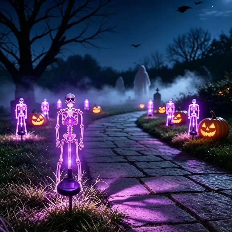 Solar Skeleton Yard Stake Halloween Decor Garden Bone Figurine 3d Creepy Led Realistic Ghost Outdoor Grave Lawn Patio Party Gift - Image 5