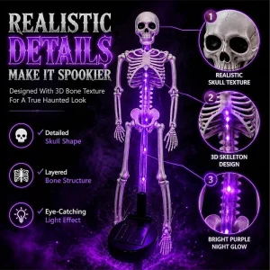 Solar Skeleton Yard Stake Halloween Decor Garden Bone Figurine 3d Creepy Led Realistic Ghost Outdoor Grave Lawn Patio Party Gift